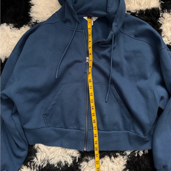 JoyLab Blue Crop Zip-Up Hoodie - Picture 5 of 5